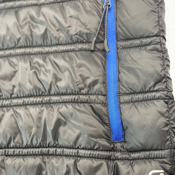 GAP Men Lightweight Fleece Warm Hooded Puffer Jacket  Black Blue Size M - Picture 8 of 10